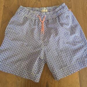 Crewcuts Blue Geo-Print Shorts with Coral Drawstring